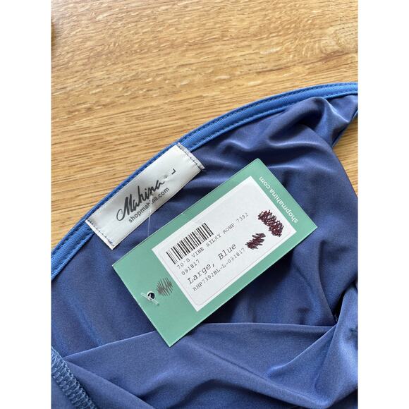 NWT Mahina Blue Silky 70s Style Indie Boho Romper Jumpsuit Size Large - Picture 6 of 7